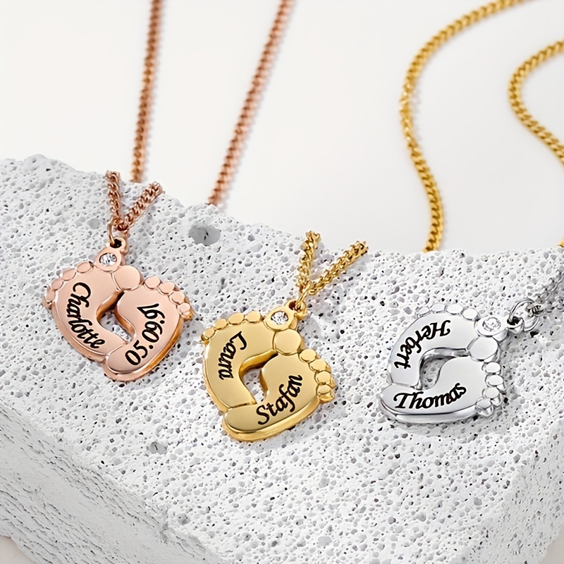 Custom Engraved Name Necklace Zirconia Ankle Pendant Letter Jewelry